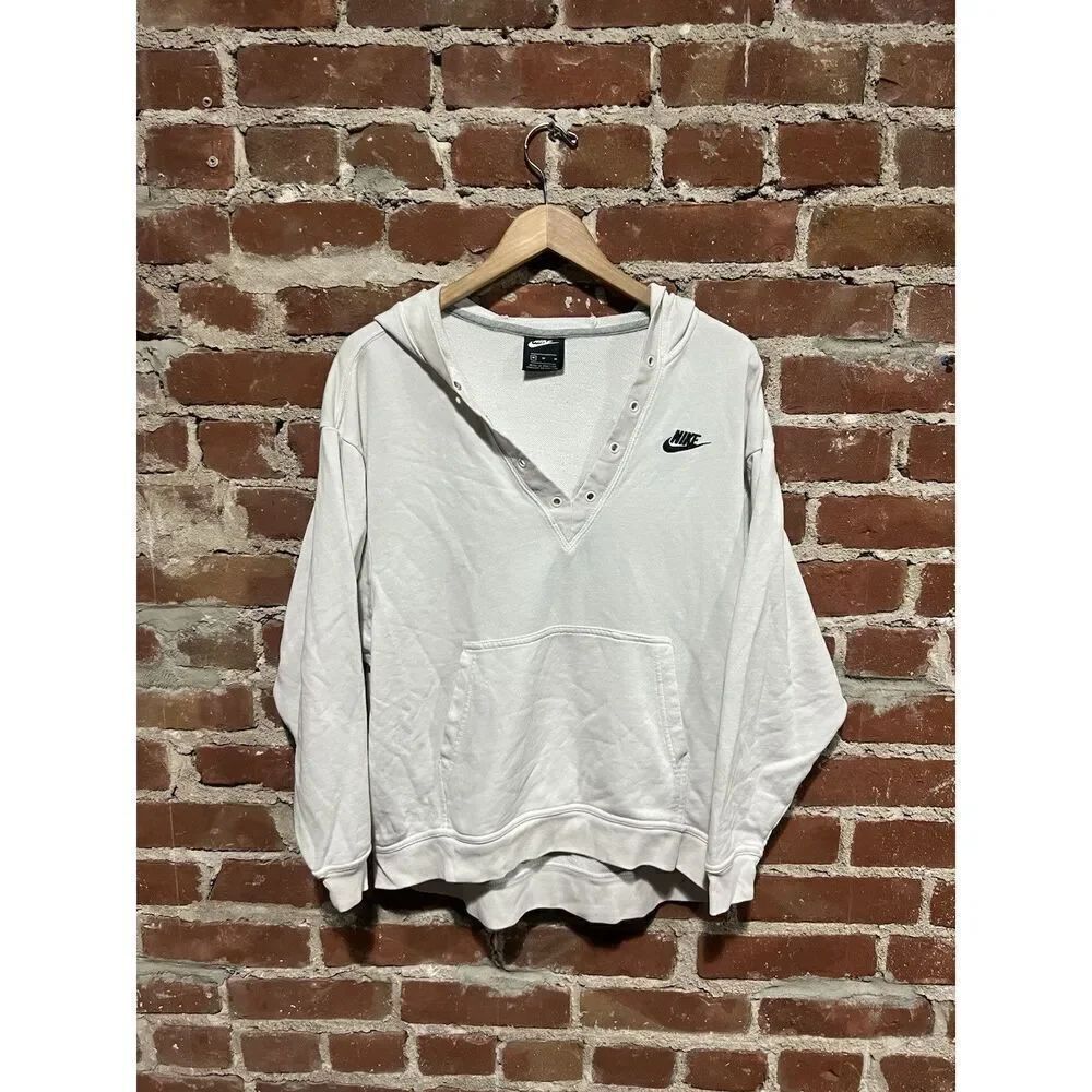 Nike Sportswear Womens White Pullover Hooded Sweatshirt Size Medium